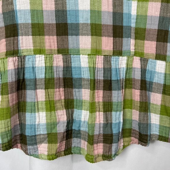 Women's Legendary Whitetails Plaid Cotton Shirt Sz L Lined Soft Back Peplum - Picture 4 of 6